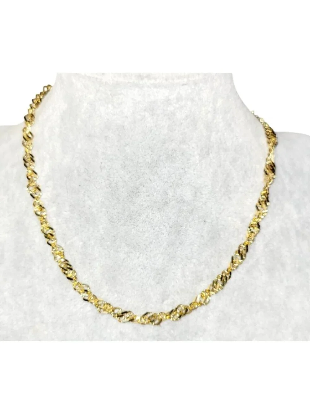 Vintage 14k Gold Over Sterling Silver Twist Link Chain Marked 925 14.5 Inches